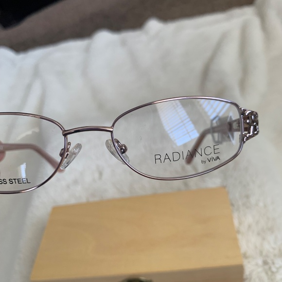 Radiance by Viva Shiny Pink Oval Full Rim Metal Eyeglasses Frames VV8000 - Picture 7 of 9